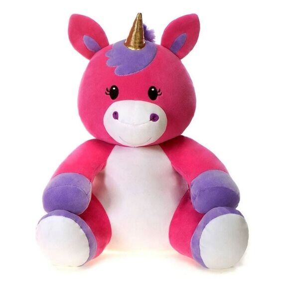 BRAND NEW FIESTA HUGGY HUGGABLE SPANDEX UNICORN PLUSH PINK& PURPLE PLUSH  BEAR - Picture 1 of 14